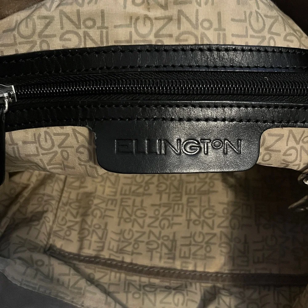 Vintage Ellington handbag. Leather. Gorgeous, unique. Taupe, black accents. $80 - Picture 4 of 4